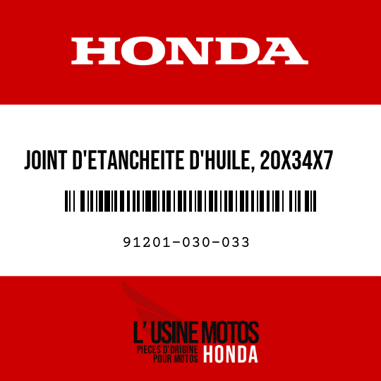 image de 91201-030-033 JOINT D'ETANCHEITE D'HUILE, 20X34X7 (ARAI)