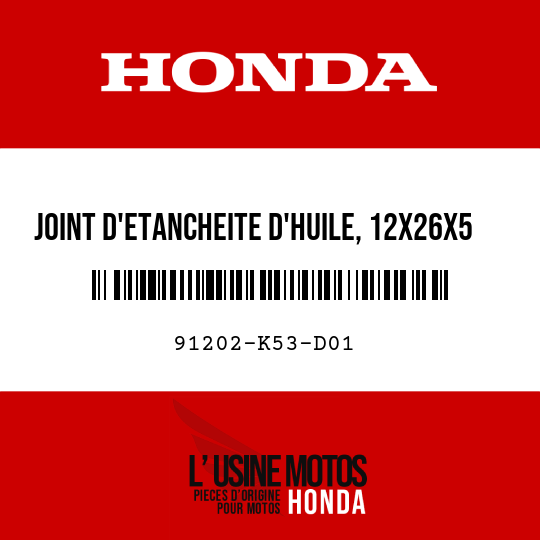 image de 91202-K53-D01 JOINT D'ETANCHEITE D'HUILE, 12X26X5