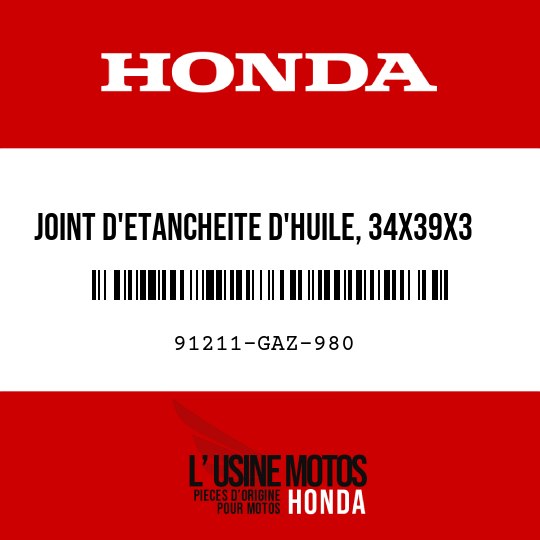 image de 91211-GAZ-980 JOINT D'ETANCHEITE D'HUILE, 34X39X3