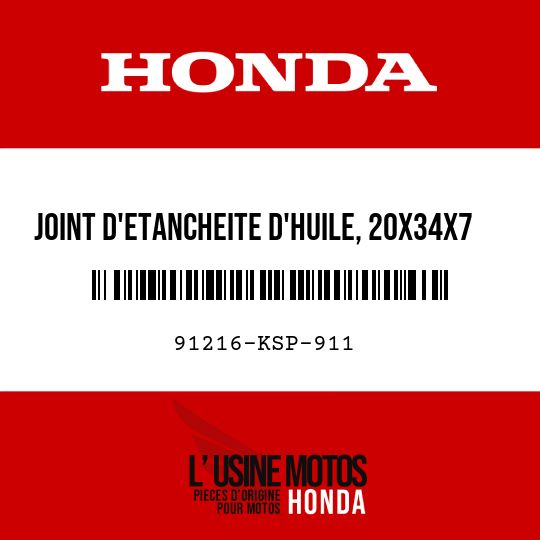 image de 91216-KSP-911 JOINT D'ETANCHEITE D'HUILE, 20X34X7 (ARAI)