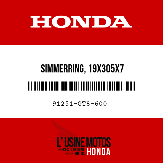 image de 91251-GT8-600 SIMMERRING, 19X305X7