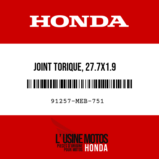 image de 91257-MEB-751 JOINT TORIQUE, 27.7X1.9