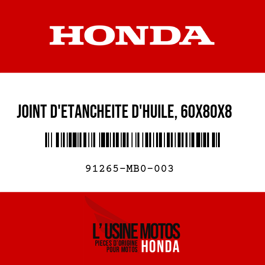image de 91265-MB0-003 JOINT D'ETANCHEITE D'HUILE, 60X80X8 (ARAI)