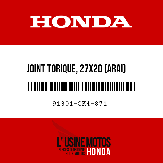 image de 91301-GK4-871 JOINT TORIQUE, 27X20 (ARAI)