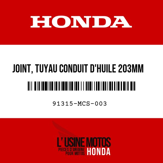 image de 91315-MCS-003 JOINT, TUYAU CONDUIT D'HUILE 203MM