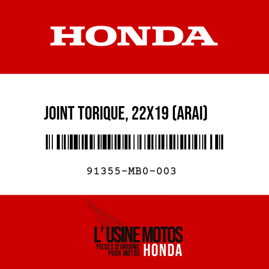 image de 91355-MB0-003 JOINT TORIQUE, 22X19 (ARAI)