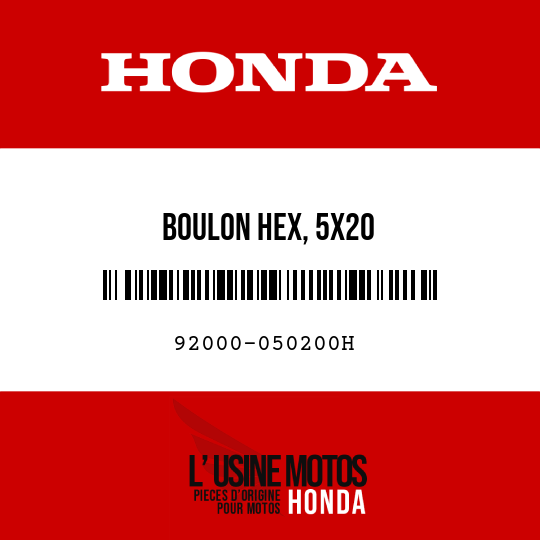 image de 92000-050200H BOULON HEX, 5X20