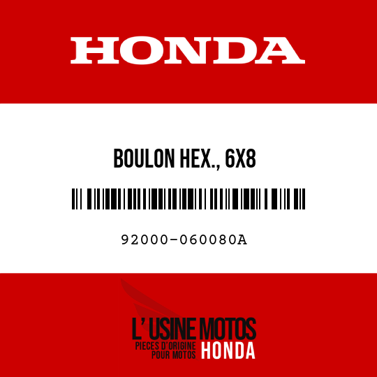 image de 92000-060080A BOULON HEX., 6X8