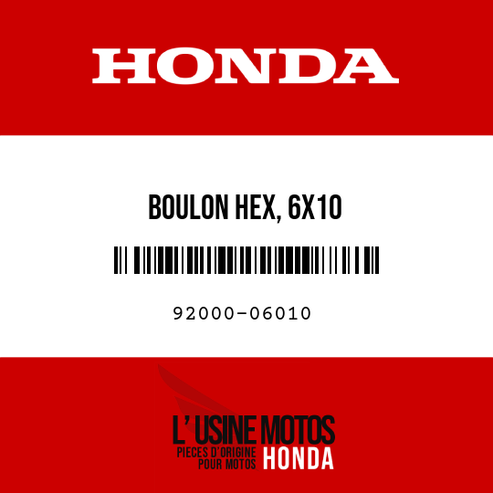 image de 92000-06010 BOULON HEX, 6X10