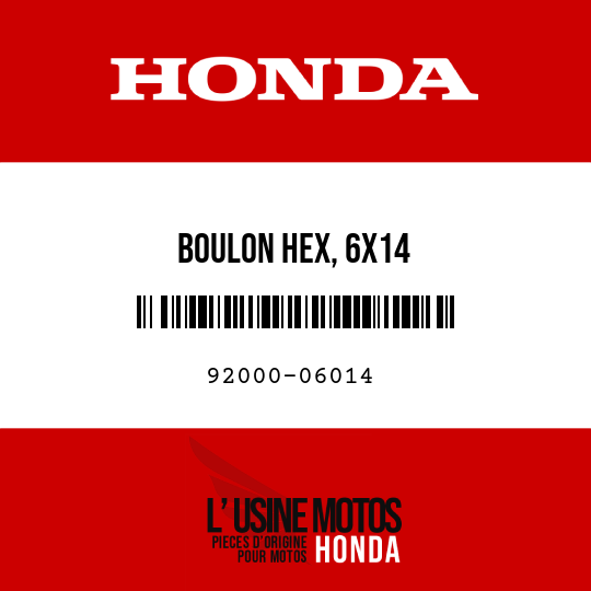 image de 92000-06014 BOULON HEX, 6X14