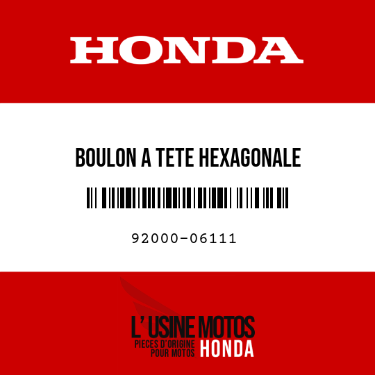 image de 92000-06111 BOULON A TETE HEXAGONALE
