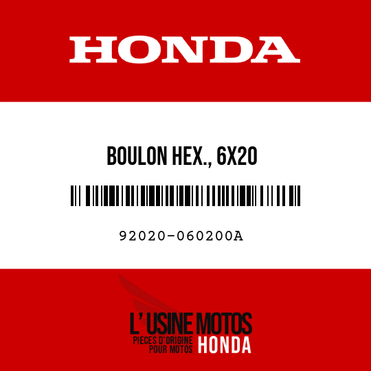 image de 92020-060200A BOULON HEX., 6X20