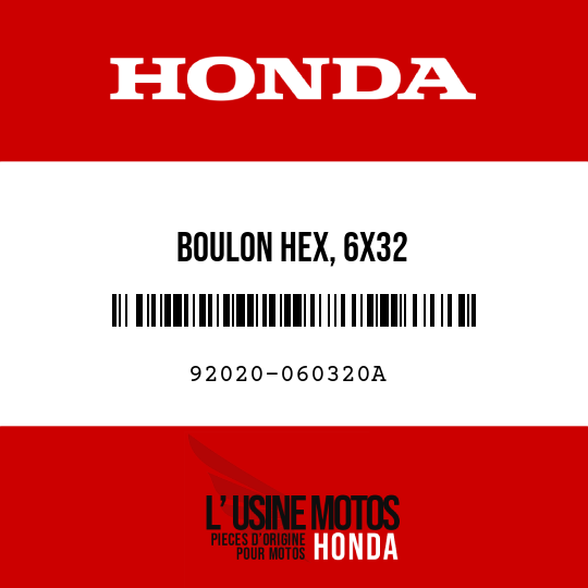 image de 92020-060320A BOULON HEX, 6X32
