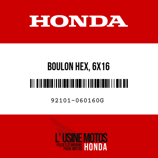 image de 92101-060160G BOULON HEX, 6X16