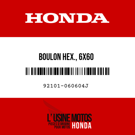 image de 92101-060604J BOULON HEX., 6X60