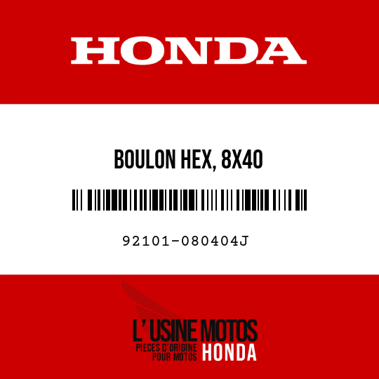 image de 92101-080404J BOULON HEX, 8X40