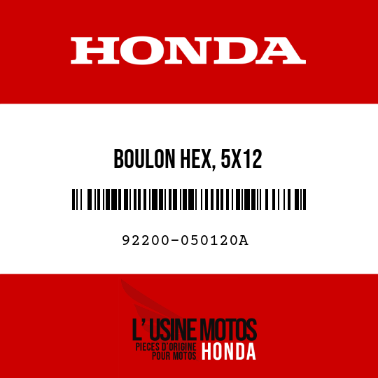 image de 92200-050120A BOULON HEX, 5X12