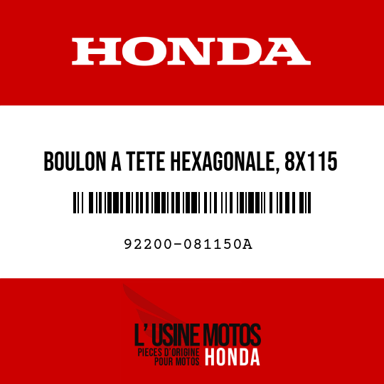 image de 92200-081150A BOULON A TETE HEXAGONALE, 8X115