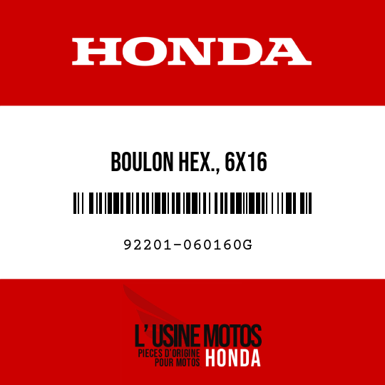 image de 92201-060160G BOULON HEX., 6X16