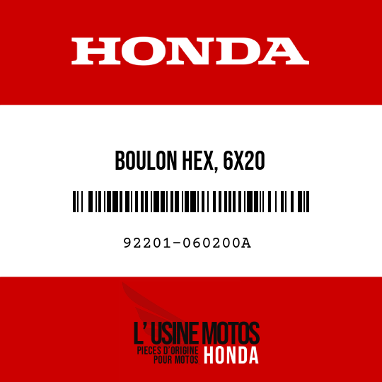 image de 92201-060200A BOULON HEX, 6X20