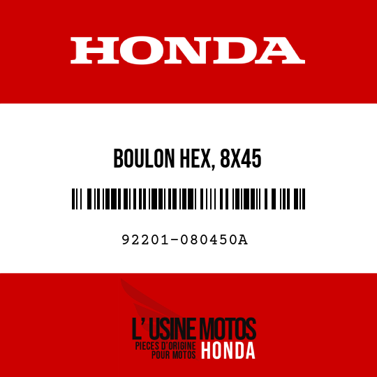 image de 92201-080450A BOULON HEX, 8X45
