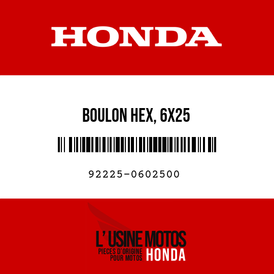 image de 92225-0602500 BOULON HEX, 6X25