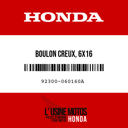 image de 92300-060160A BOULON CREUX, 6X16