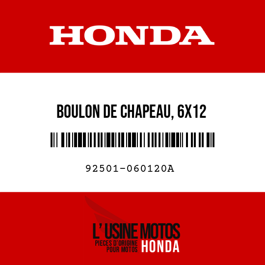 image de 92501-060120A BOULON DE CHAPEAU, 6X12
