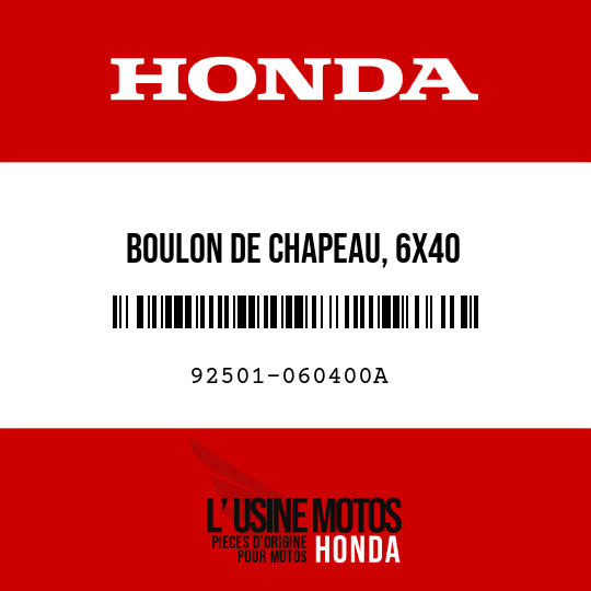 image de 92501-060400A BOULON DE CHAPEAU, 6X40