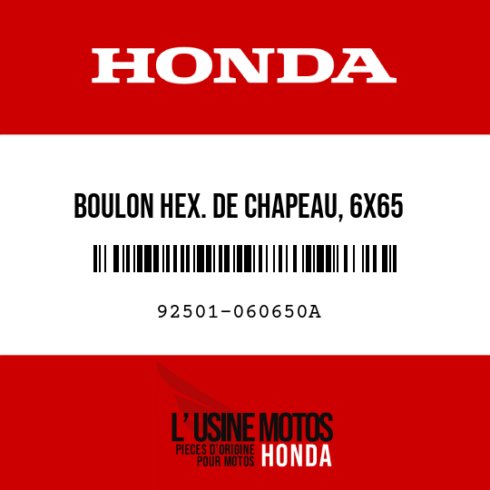 image de 92501-060650A BOULON HEX. DE CHAPEAU, 6X65