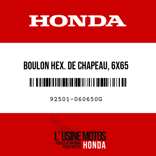 image de 92501-060650G BOULON HEX. DE CHAPEAU, 6X65