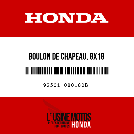 image de 92501-080180B BOULON DE CHAPEAU, 8X18
