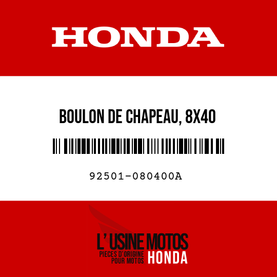image de 92501-080400A BOULON DE CHAPEAU, 8X40