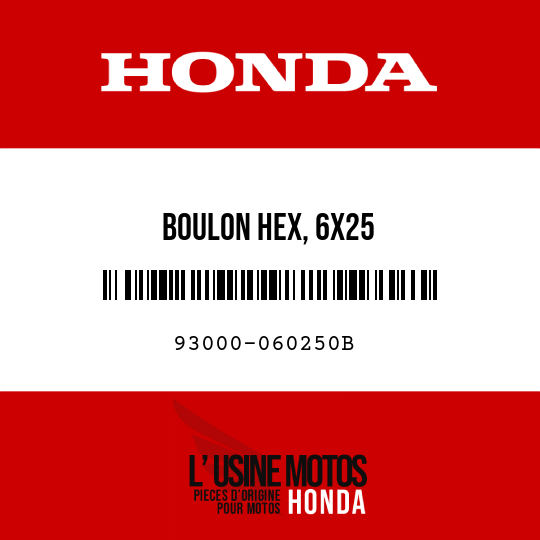image de 93000-060250B BOULON HEX, 6X25