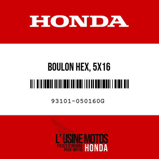 image de 93101-050160G BOULON HEX, 5X16