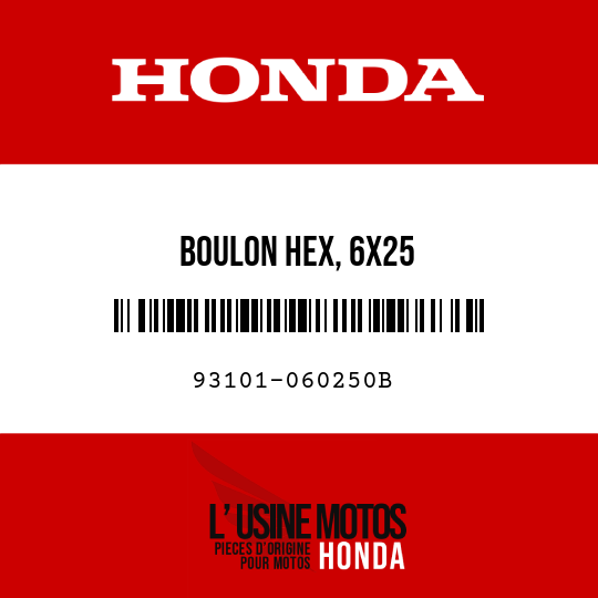 image de 93101-060250B BOULON HEX, 6X25