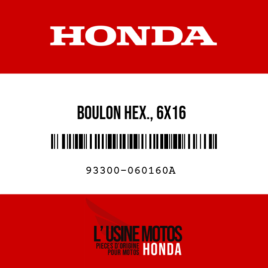 image de 93300-060160A BOULON HEX., 6X16