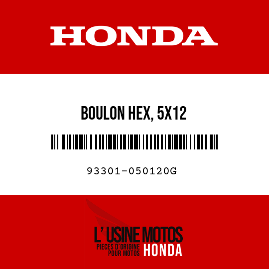 image de 93301-050120G BOULON HEX, 5X12