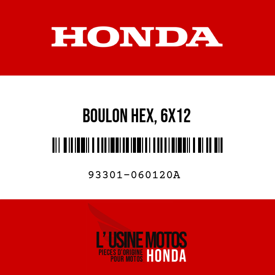 image de 93301-060120A BOULON HEX, 6X12