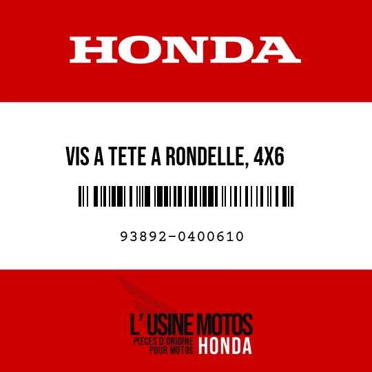 image de 93892-0400610 VIS A TETE A RONDELLE, 4X6