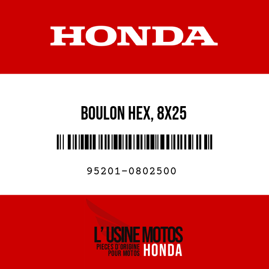 image de 95201-0802500 BOULON HEX, 8X25